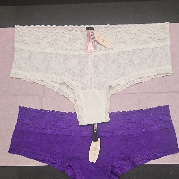 Victoria's Secret Lace Panties - Cream and Purple - Picture 1 of 3